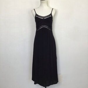 GB Women Elegant Witchy Black Crochet Knit Spaghetti Straps Slip Event Dress S